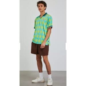 Men’s Urban Outfitters Reggie Soccer Jersey NWT Large Geometric Polo Green Y2K